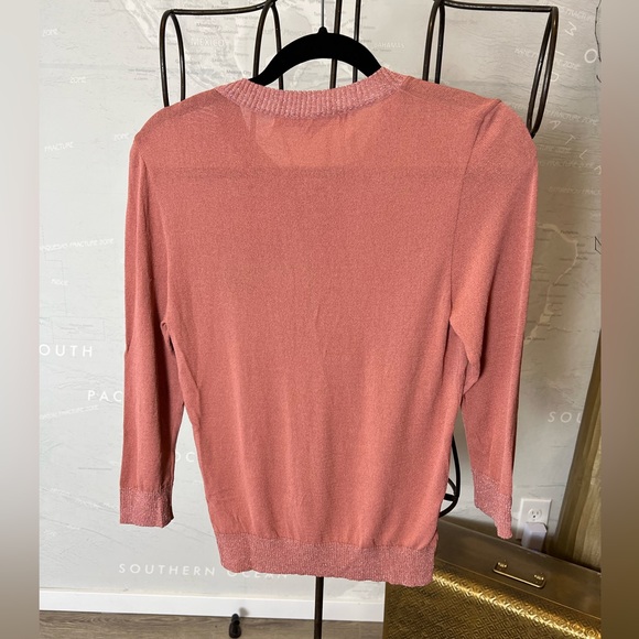 New Corey Lynn Calter CLC Anthropologie Bow Intarsia Knit Cardigan Metallic L - Picture 2 of 5